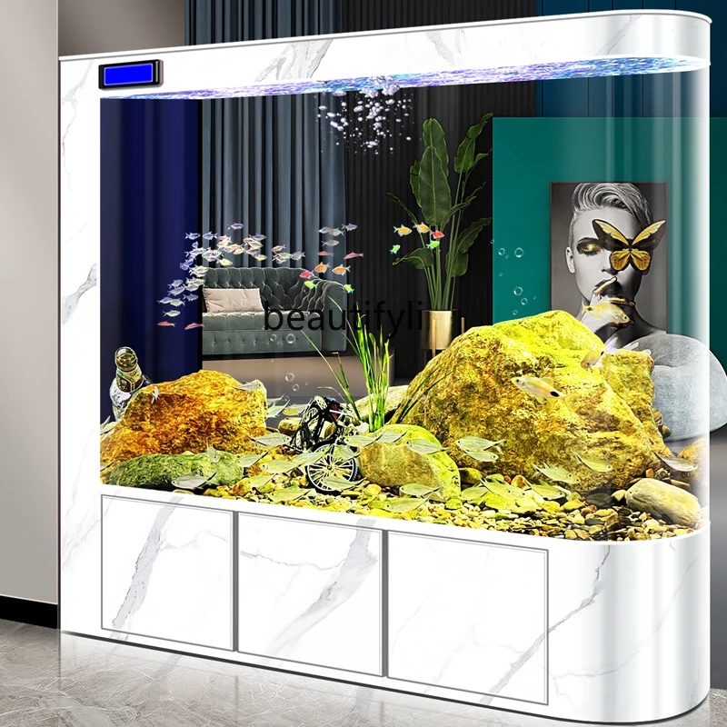 Shoe cabinetscreen fish tank living room floor-to-ceiling household side filter free ofchange aquarium box ecological fish tank