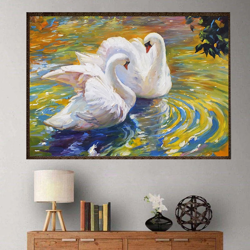 Animal 5D Diamond Painting Kit Swan Diamond Mosaic Full Diamond Embroidery Painting Resin DIY Rhinestone Home Decoration Gift