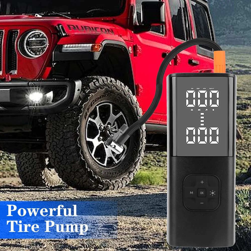 مضخة هواء للإطارات ضاغط هواء للسيارة مضخة قابلة للنفخ رقمية للدراجات النارية شاحنة بيك اب محمولة لاسلكية فائقة القوة #1