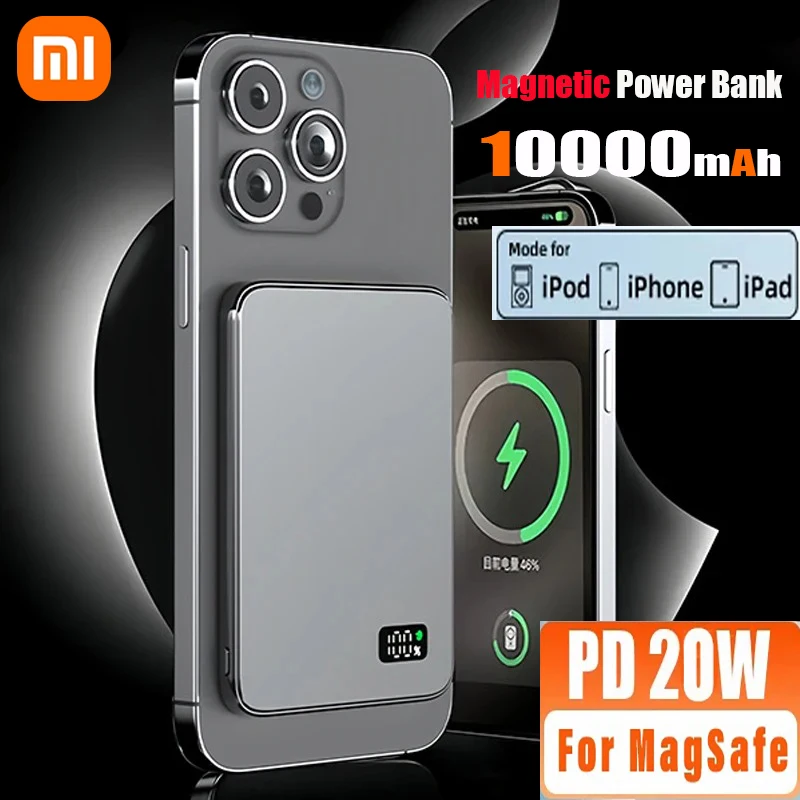 

Xiaomi Ultra Thin Power Bank for MagSafe,Magnetic Wireless Fast Charging LED Display Portable Battery For iPhone Samsung Phone A