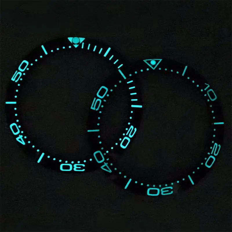 Customized 38mm Super Blue Green Luminous Black Blue Ceramic Watch Bezel Insert Fit for Omega Seamaster 300 Watch 40mm Case