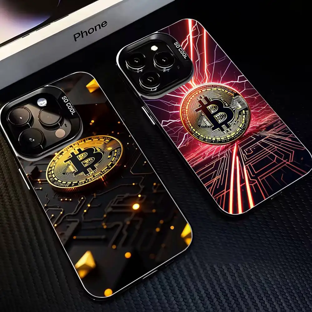 

Bitcoin Pattern Art Phone Case For iPhone17,16,15,14,13,12,11 Plus,Pro Max Black Matte Shockproof Cover