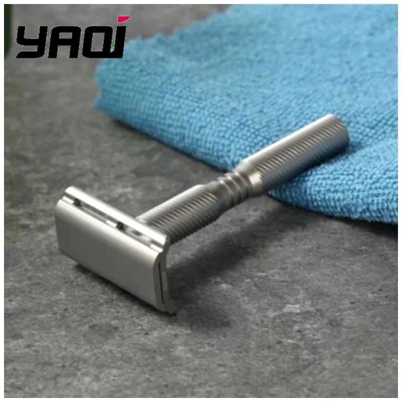 YAQI Ghost Multiple Thread Pattern Titanium Light Weight Safety Razor Men Shaving Products Wet Shave Tools Best Gift for Men