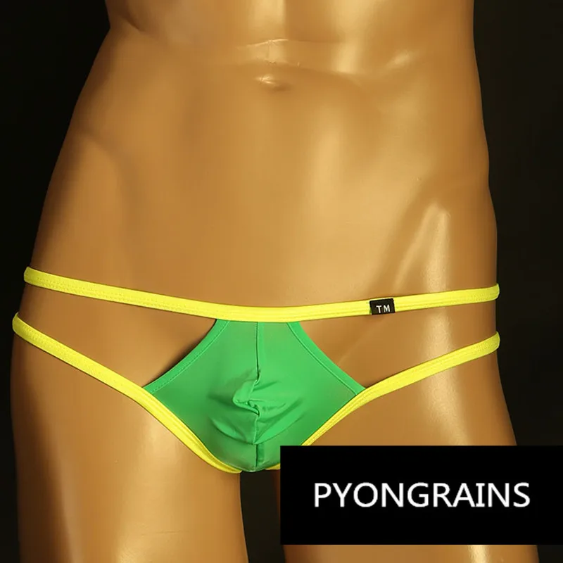 Men\'s breathable ice silk men\'s thong men\'s T-pants double thin U convex comfortable elasticity gay underwear jockstrap thong