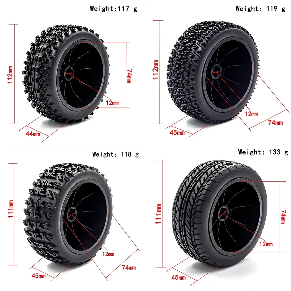 2 stücke 112mm Kurzstrecken-LKW-Reifen Reifen rad mit 12mm Sechs kant für Slash Arrma Senton Huanqi Vkar 10sc HPI RC Auto