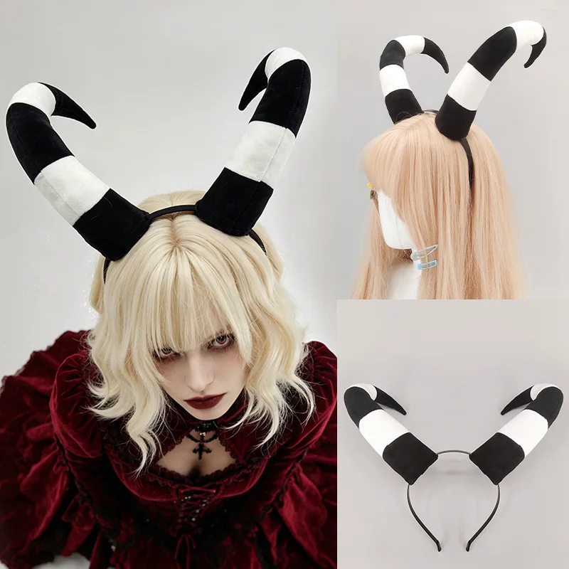 3 Color Furry Devil Horn Headband Biltz Moxxie Millie Anime Devil Cosplay Accessories
