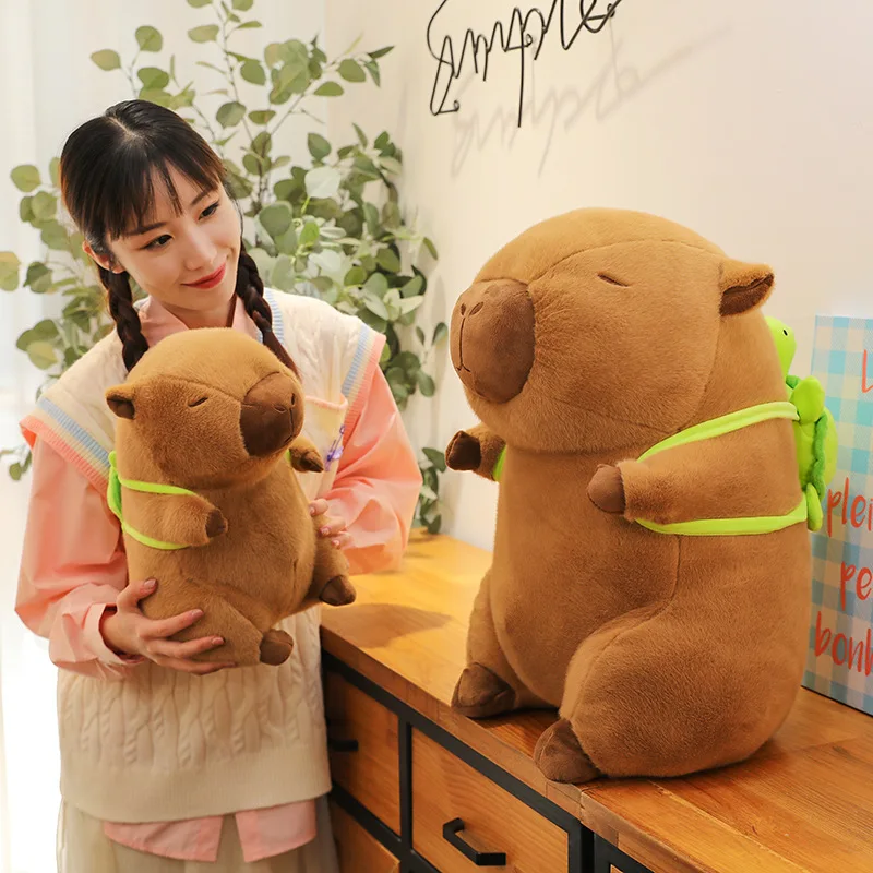 Cute Capybara Plush Toy Stuffed Animals Capibara with Turtle Backpack Kapibala Soft Doll Toys Birthday Christmas Gift