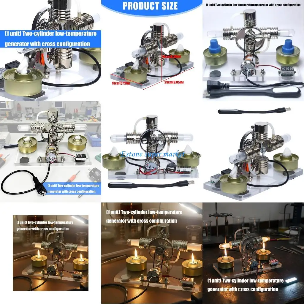

090B Gas Power Stirling Engine Generator Science Experiment Mechanical Toy Engine Model Learning Tool for Student