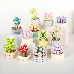 Flower Bouquet  Kit Botanical Collection Cute Pot Plants Brick 10309 Creative Bonsai Tree Mini Succulent Building Block Seyaom