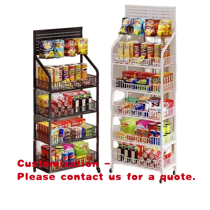 

custom.Living Room Snacks Beverage Toys Storage Display Rack Organizer Carbon Steel Floor-standing 3-Layer Supermarket Shelves