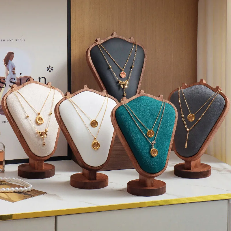 

Walnut Color Wood jewelry necklace jewelry display frame high-grade impression model counter window display props necklace frame