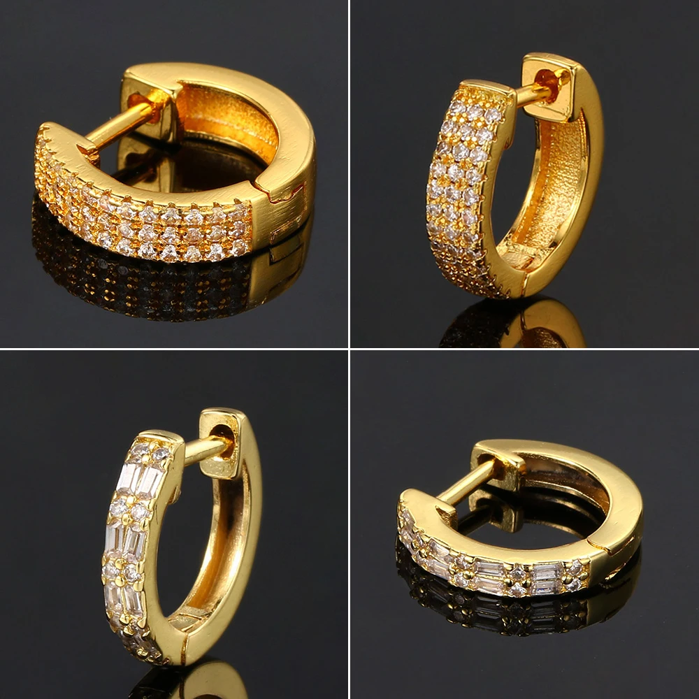 1 قطعة محارة ثقب هوب أقراط للنساء الزنمة الذهب اللون الزركون Ins الاتجاه اللولب سونغ الأذن اكسسوارات هدايا مجوهرات بسيطة