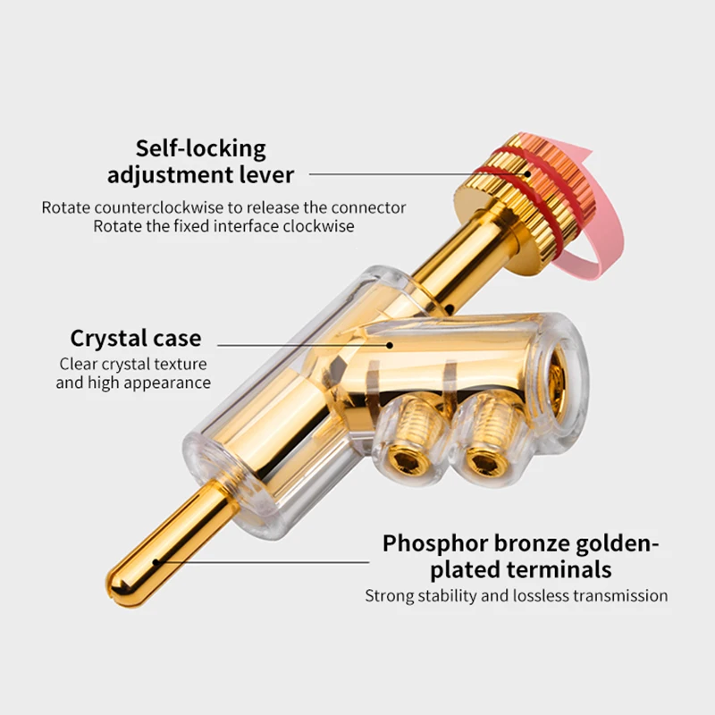 4 Pcs HIFI Gold/Rhodium Plated Lockable Speaker Cable Banana Plug Connectr view 4