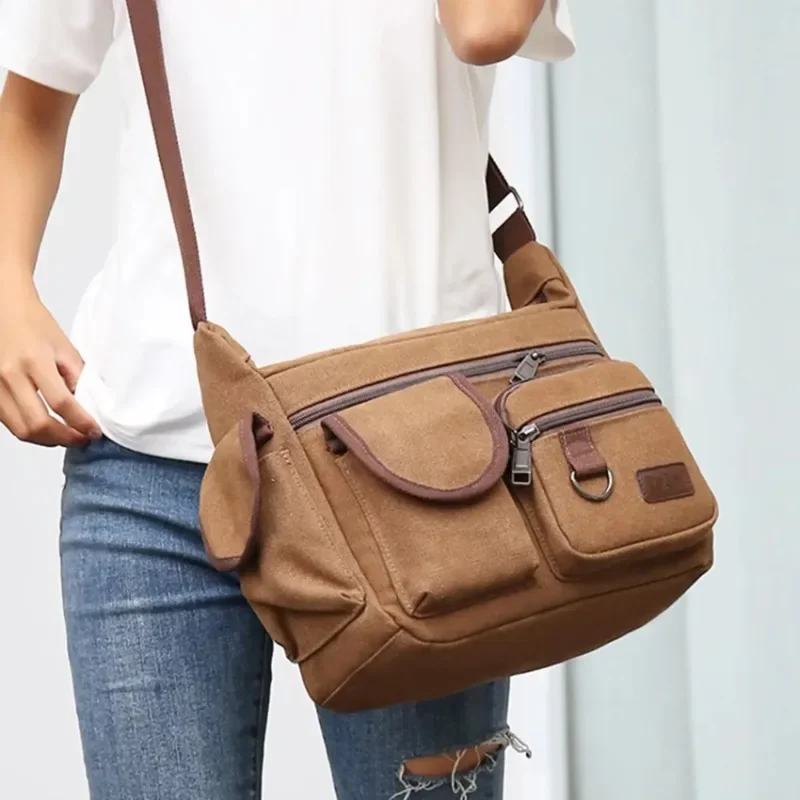 Heren Casual Sling Bag Messenger Crossbody Schouder Unisex Reizen Outdoor Vintage Tassen