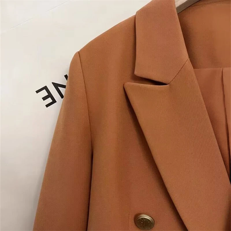 الخريف أنيقة مكتب سيدة الدعاوى السترة أنيق المرأة OL العمل السترة عادية الصلبة المحاصيل الأعلى التلبيب الرقبة طويلة الأكمام أبلى 2025