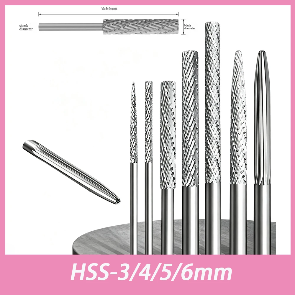 1pc 3/4/5/6mm High Speed Steel Rotary File Burr Tool For Wood Plastic Carving Tool Deburring File For Power Rotary Tools