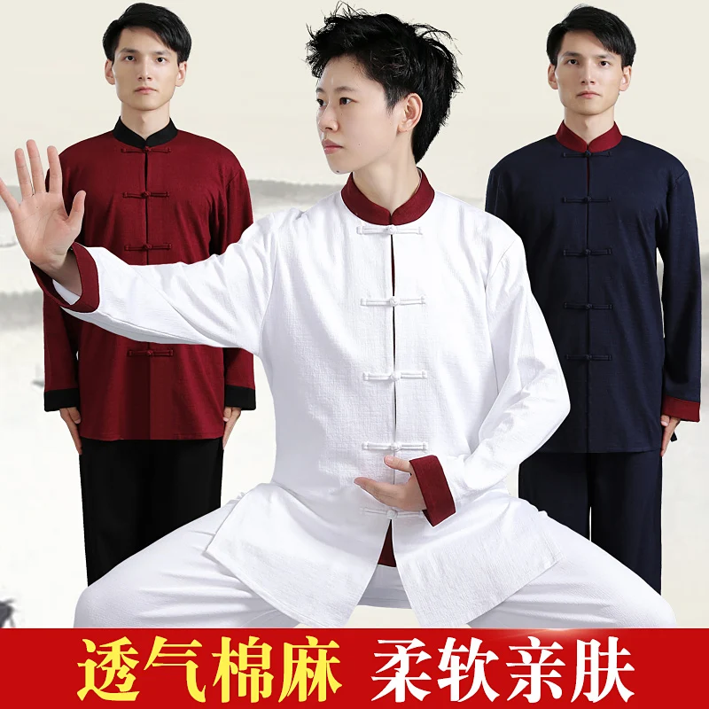 Linen Cotton Tai Chi Suit, Chinese Style Unisex Martial Arts Uniform for Performance, Competition & Practice