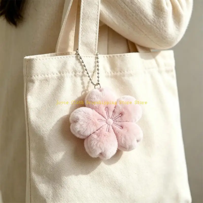 Delicate Floral Plush Chain Decoration Sakuras Keychain Charm Perfect Present 10CD