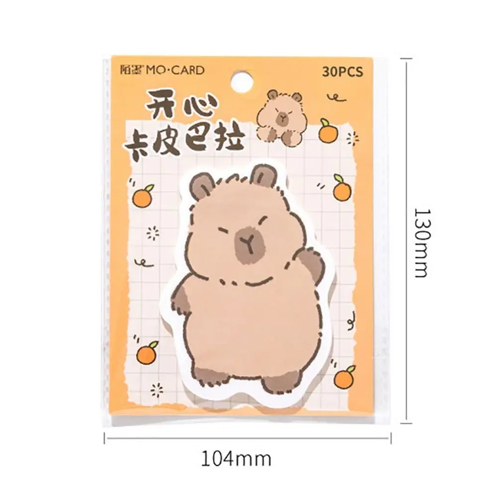 30Sheets Cute Capybara Sticky Notes Stationery Cartoon Notepad Memo Pad