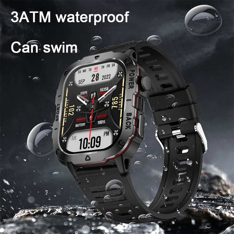 New Bluetooth Call Smartwatch 2.01 inch Screen Large Battery Compass Military Outdoor Waterproof Smartwatch For Huawei Xiaomi