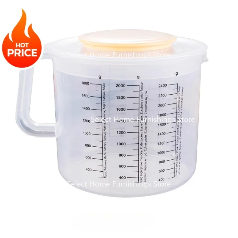 

Suitable for Plastic Baking Measuring Cup with Scale, Household Mixing Basin with Lid 2.5L Large-capacity Cup Sending Cup