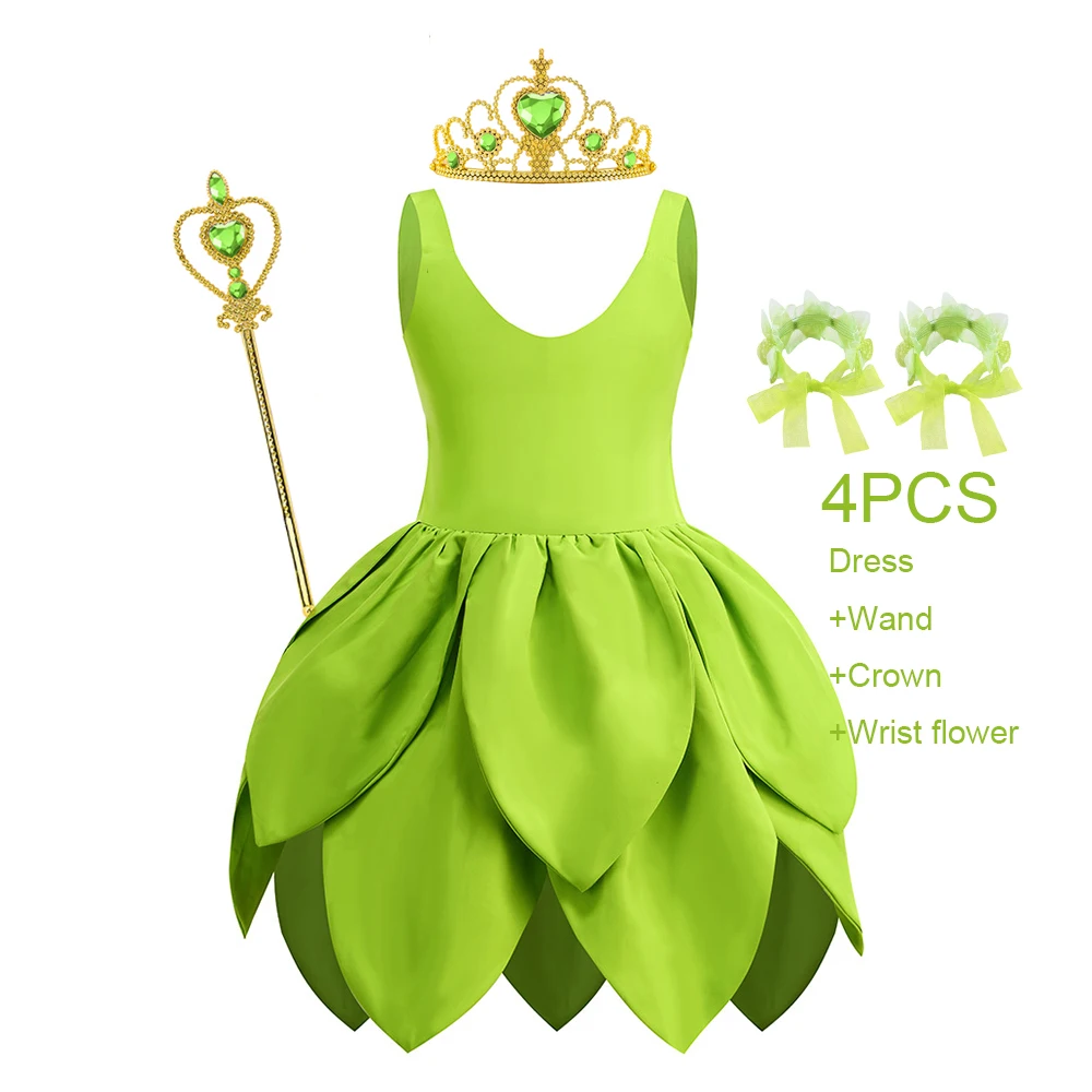 Fairy Green Dress for Girls Halloween Green Cosplay Kids Party Stage Performance Costume Birthday Party Gowns Ruffles Dresses view 5
