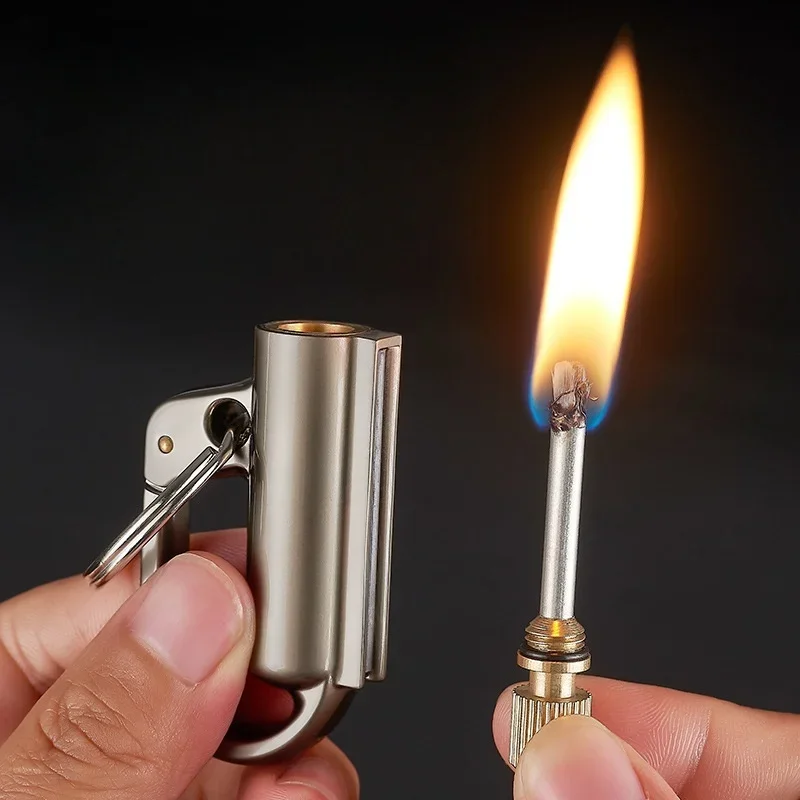 

NEW Metal Lighter Keychain Outdoor Waterproof Matchstick Pendant Portable Lighter Personalized Men's Small Tool