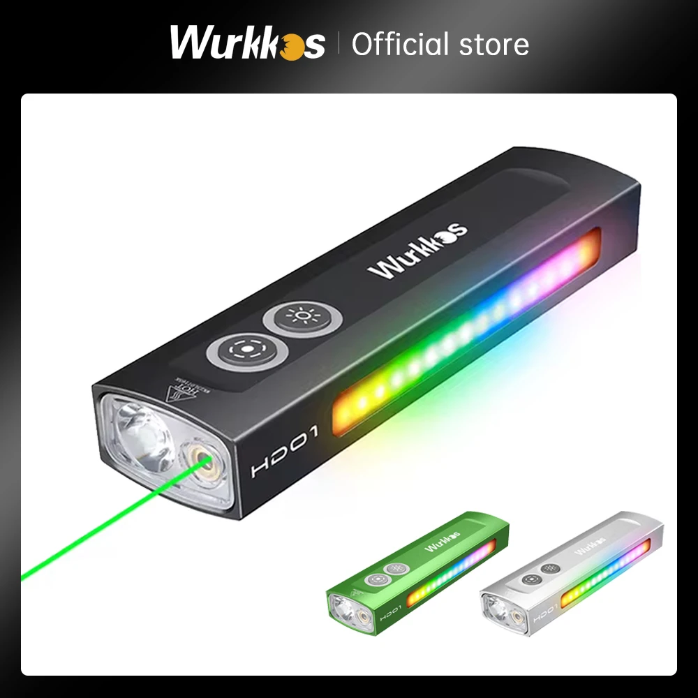 

Wurkkos NEW HD01 Multifunctional Flashlight 1200 LM with Green Light White Light 90CRI Side RGB Lights IP65 Waterproof Hiking