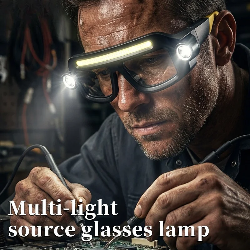 New XTE multi-function glasses light USB charging long battery life lithium battery outdoor hiking head-mounted light