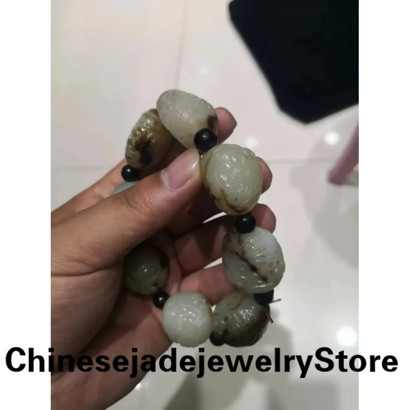 Boutique Natural Hotan jade (ancient jade) Bracelet ecological Hand carving Bracelet Exquisite Fashion Handring Fine Jewelry