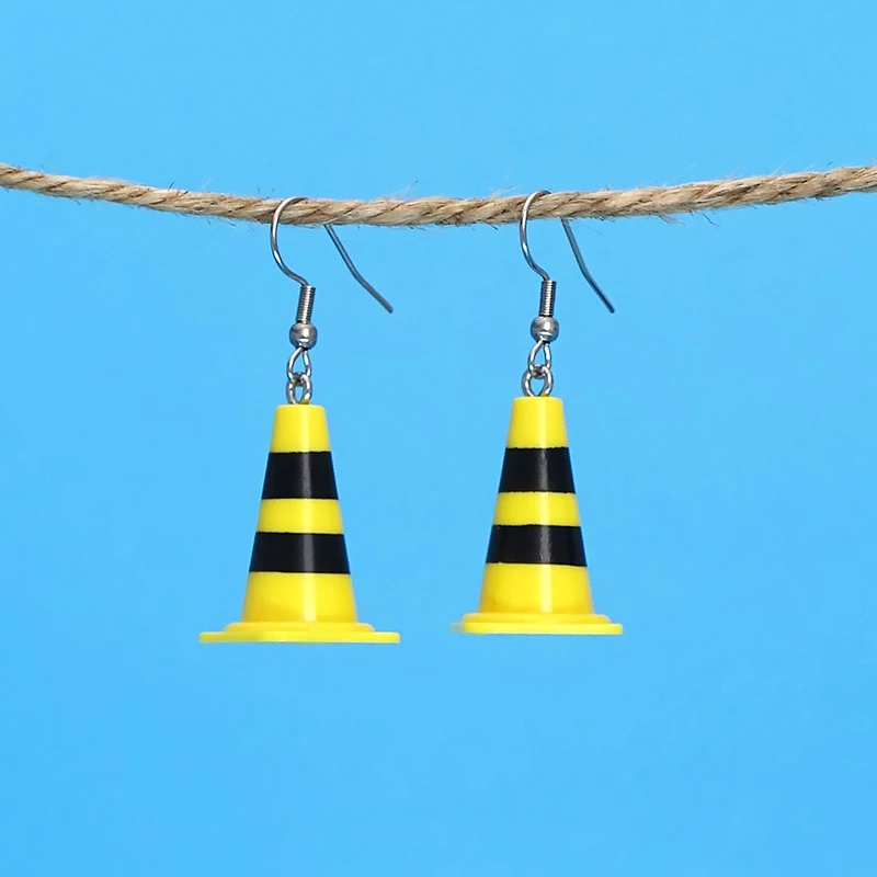 1Pair Unique Novelty Creative Traffic Cone Earrings For Women Girls Fashion Personalized Earrings Jewelry Accessories Gifts