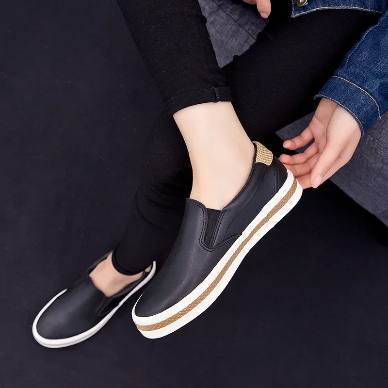 High Quality Soft Leather Shoes Women Flats Fashion Ladies Loafers Casual Womens Brand Black White Shoes