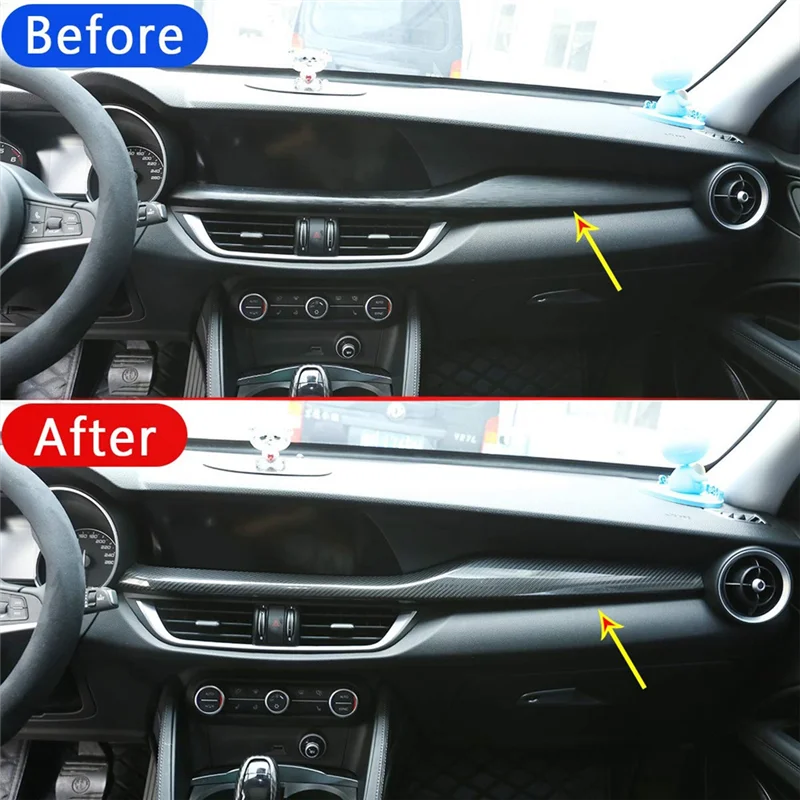 

For Alfa Romeo Stelvio 2017-2020 Car Dashboard Cover Trim Decoration Central Control Strip Trim Stickers