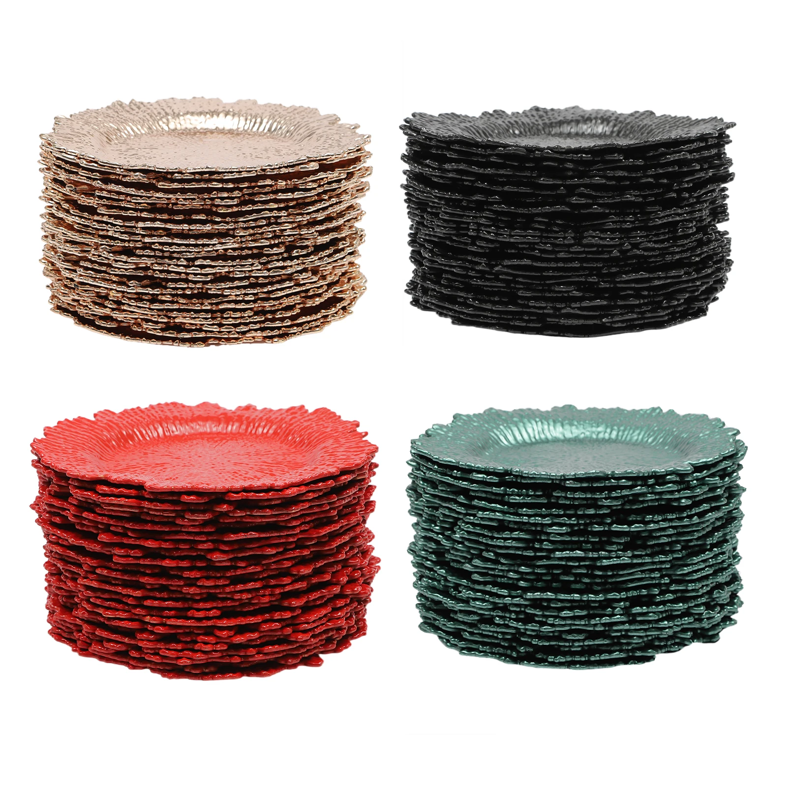 

12.6 Inch Charger Plates 24-Piece Set, Round Plastic Reef Design for Wedding Party Banquet