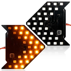 2x Dynamic Sequential 3-Step Flash 27-SMD LED Circuit Board Panel for Behind The Side Mirror Turn Signal Retrofit Amber Yellow