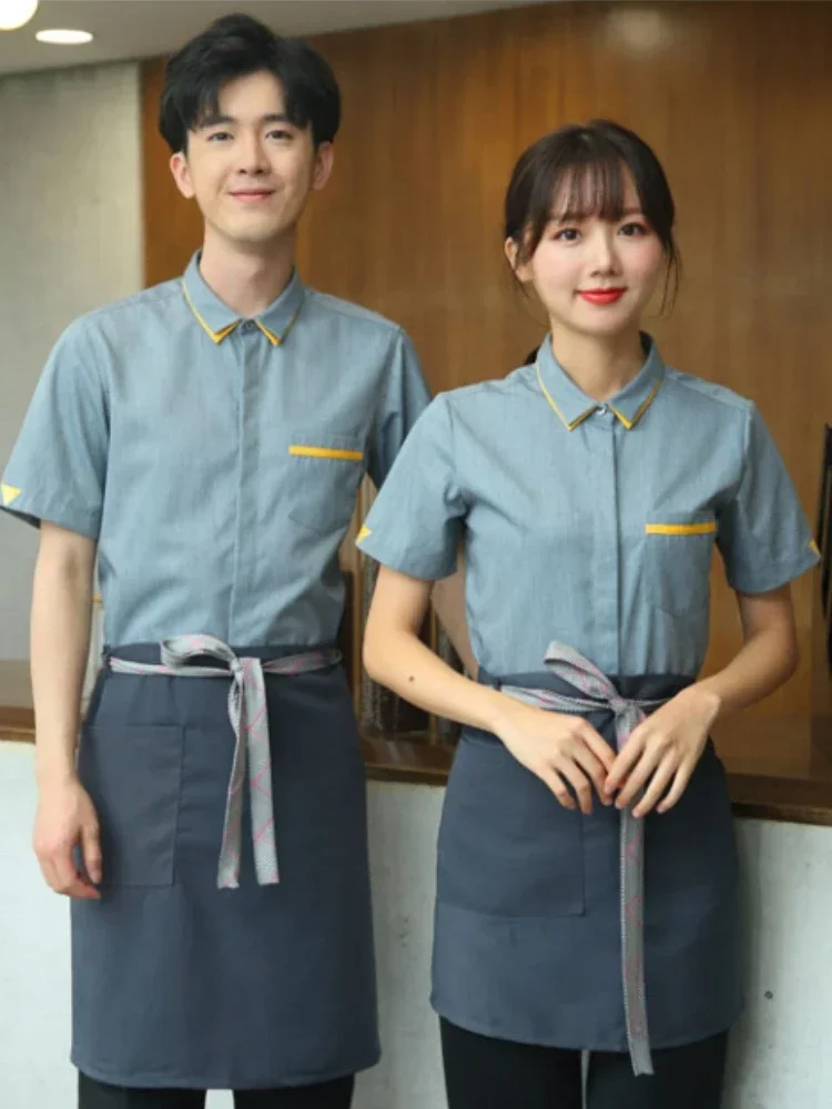 Bakery Waitress Uniform Breathable Chef Shirt Western Restaurant Waiter Uniform Summer Hotel Food Service Kitchen Work Wear