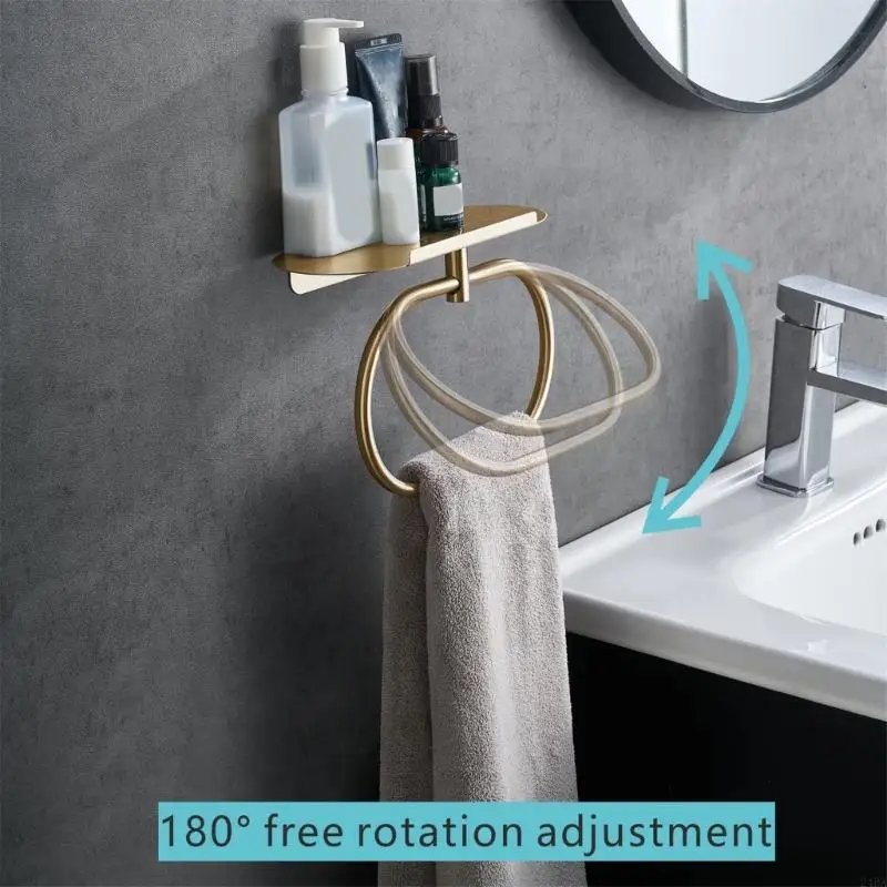  Easy Maintenance Bathroom Towel Rings Wall Mounted Steel Towel Bracket Featuring Steel Frame for Easy Cleaning