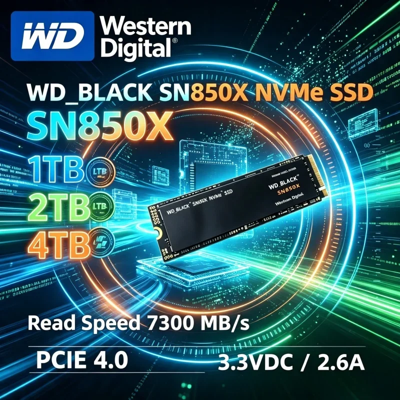 WD BLACK SN850X PCIe 4.0 NVMe M.2 2280 Gaming SSD 1TB 2TB 4TB Internal Storage for Notebook Desktop PC Game Loading Upgrade
