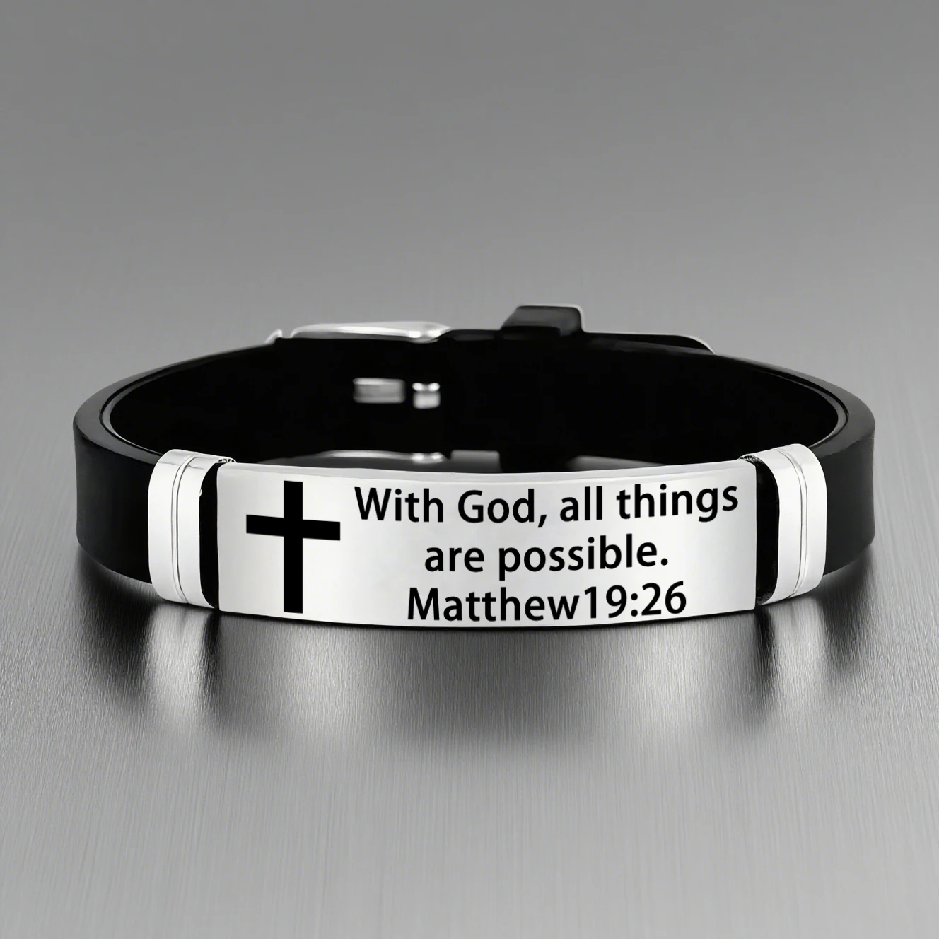 سوار الكتاب المقدس القابل للتعديل، مجوهرات دينية مع كتب الكتاب المقدس، هدية مسيحية، عيد الفصح، عيد الميلاد، ماثيو 19:26 #2