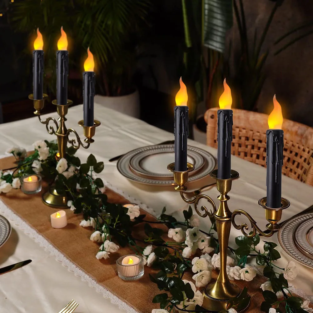 

6pcs LED Electronic Flameless Taper Candles Operated Candlesticks for Wedding Party Decorations Romantic Table