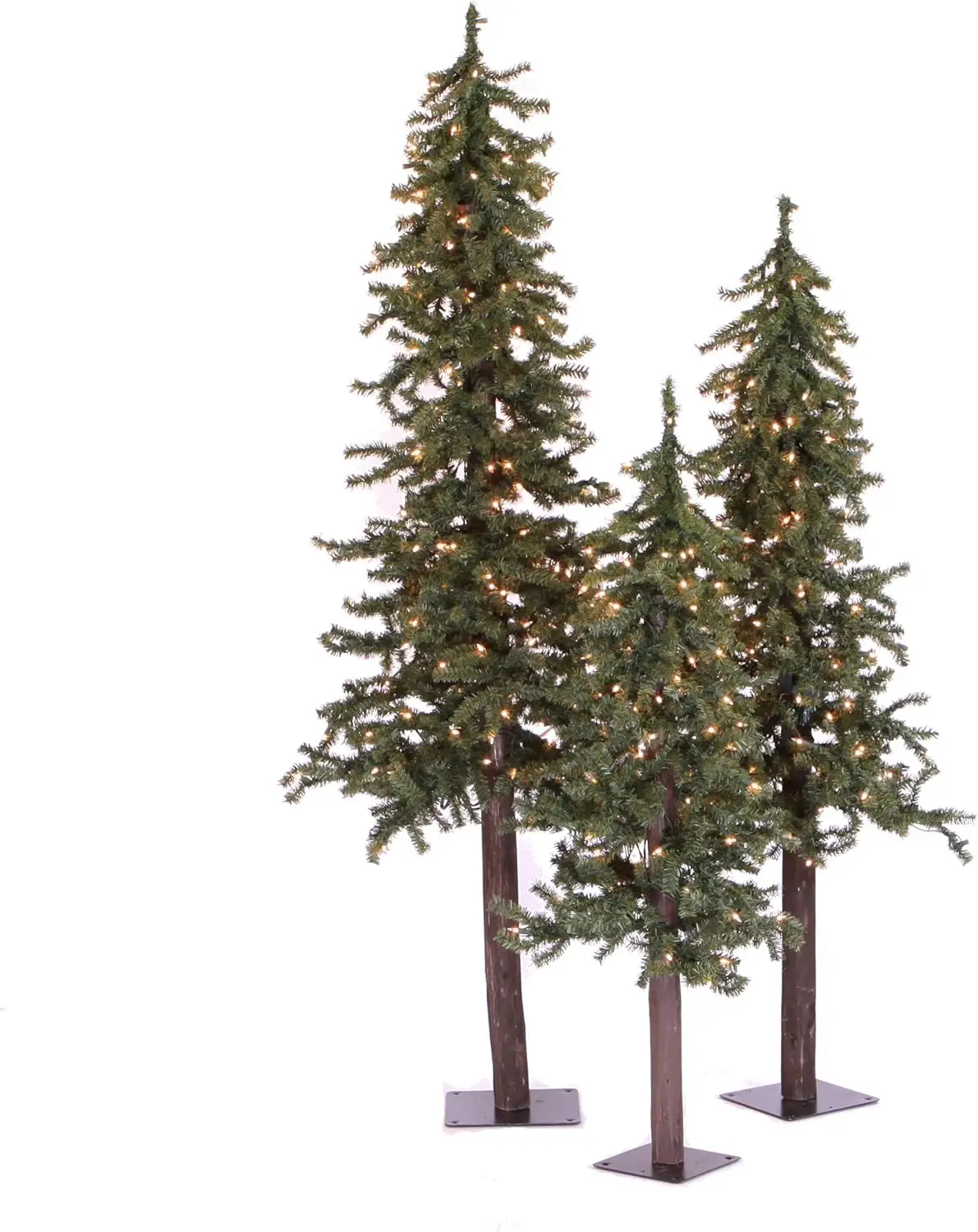 4' 5' 6' Natural Alpine Artificial Christmas Tree Set, Warm White Led Lights - Christmas Tree Set