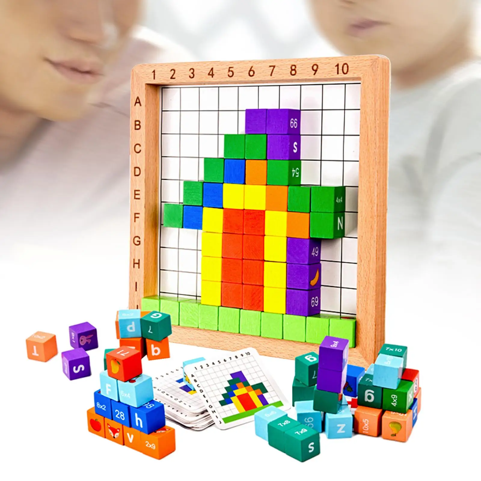 Wooden Building Blocks Color Sorting Square Cube Blocks for Coordination