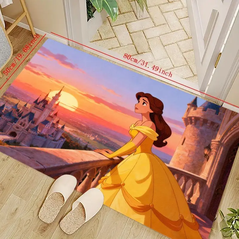 

1 шт., коврик Disney Princess Belle, замок «Красавица и чудовище», коврик для балкона с закатом для девочек, декор для спальни, детской комнаты