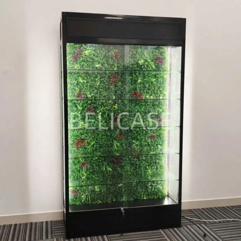 

2025customized. tall showcase with grass back side wall cases tempered glass show cases smoke shop display