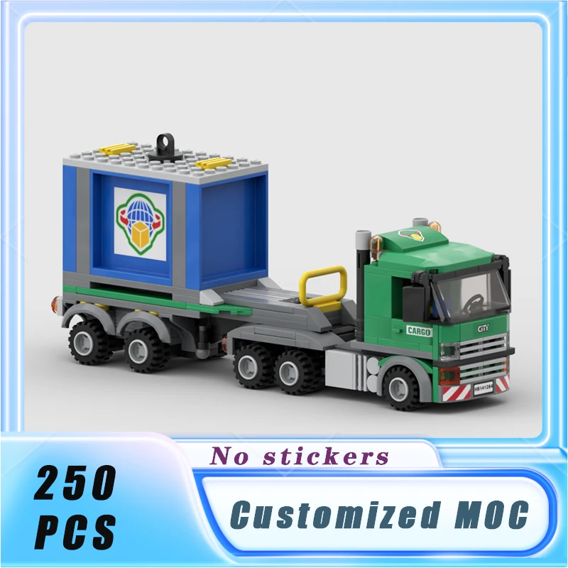 City Classical Vehicle Cargo Hold and Container Trailer Building Blocks Model Bricks Display Collection Children's Toys Gifts