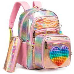 Mochila Meetbelify para meninas, Mochila para estudantes pré-escolares elementares, Saco escolar bonito com lancheira