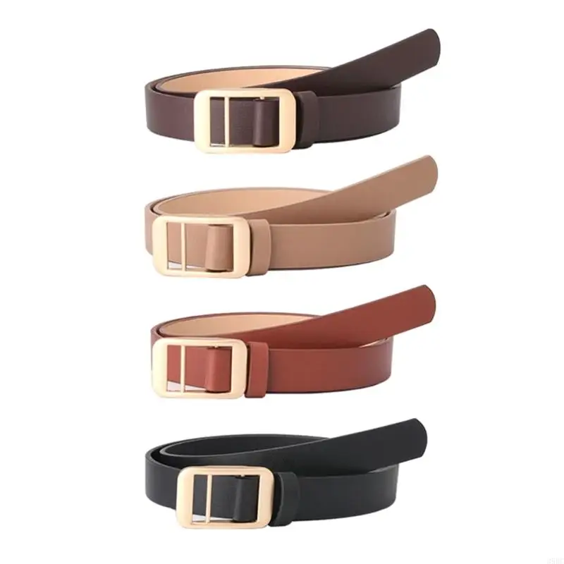 39BC Modern Faux Leather Belt For Women Golden Tone Closure Adjustable Strap For Any Occasion