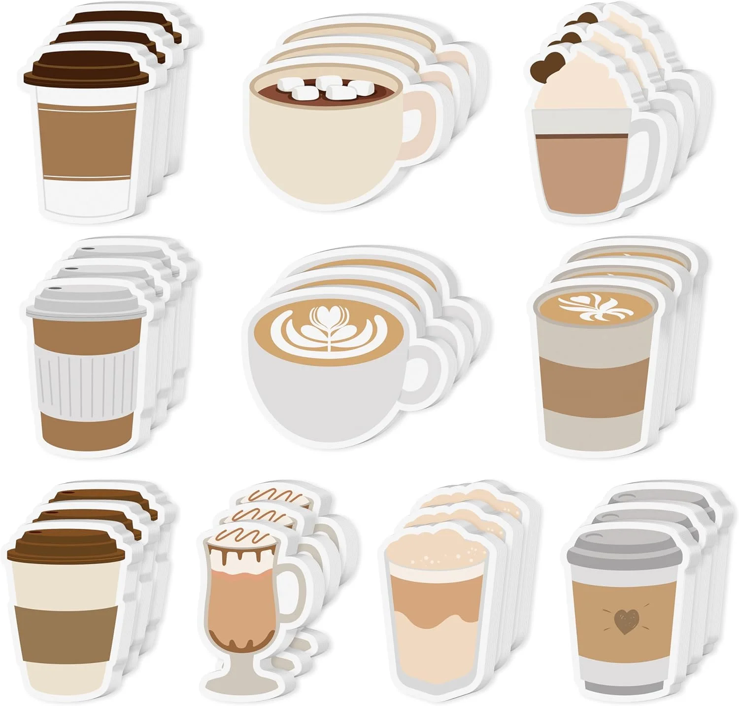 

10 Pcs Coffee Cup Sticky Notes - Fun self-adhesive memo pads designed for coffee lovers. Perfect for jotting down reminders