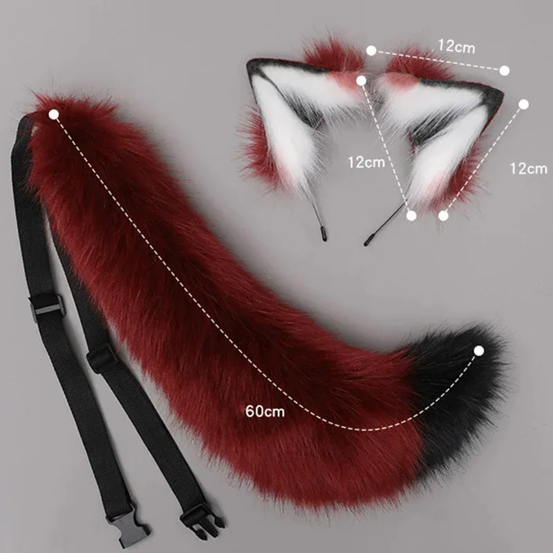 AA 1 บ้านหมีเครื่องแต่งกาย Red Fox อะนิเมะ BEAST TAIL หมาป่าแมวหูแถบคาดศีรษะ CUSTOM คอสเพลย์ Go w1a2t ใหม่ 2025