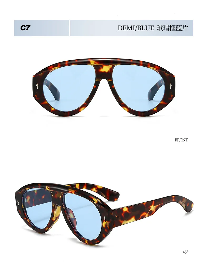 Vintage Übergroße Einteilige Sonnenbrille für Damen Neue Mode Nietenverzierte Ovale Sonnenbrille für Herren Schicke Outdoor Hip-Hop-Brillen – Detail 14
